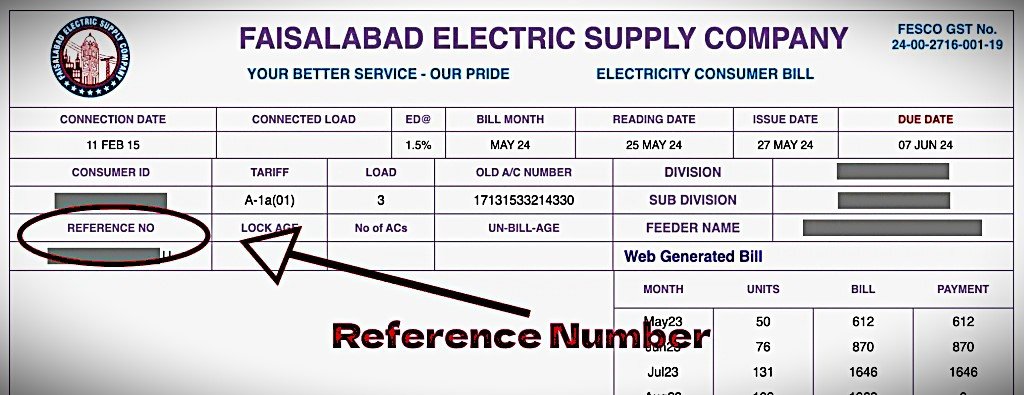 FESCO Online Bill Check Reference Number